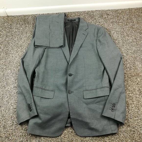 2020 Banana Republic 38R Slim Fit Stretch Sharkskin Gray Suit 32x30 - Picture 1 of 12